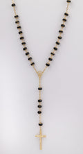 ROSE-07 | 30″ Black Crystal Bead Rosary