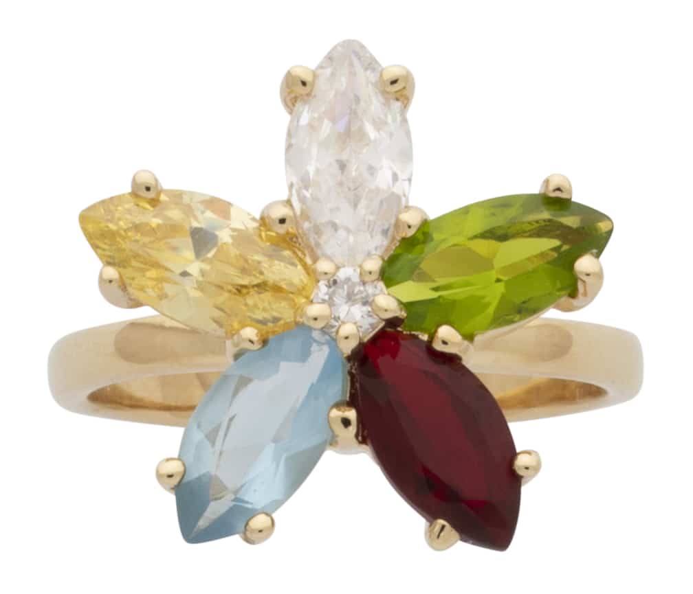 BLLR-245Z Ladies Ring CZ Multi-Colored Stones Flower