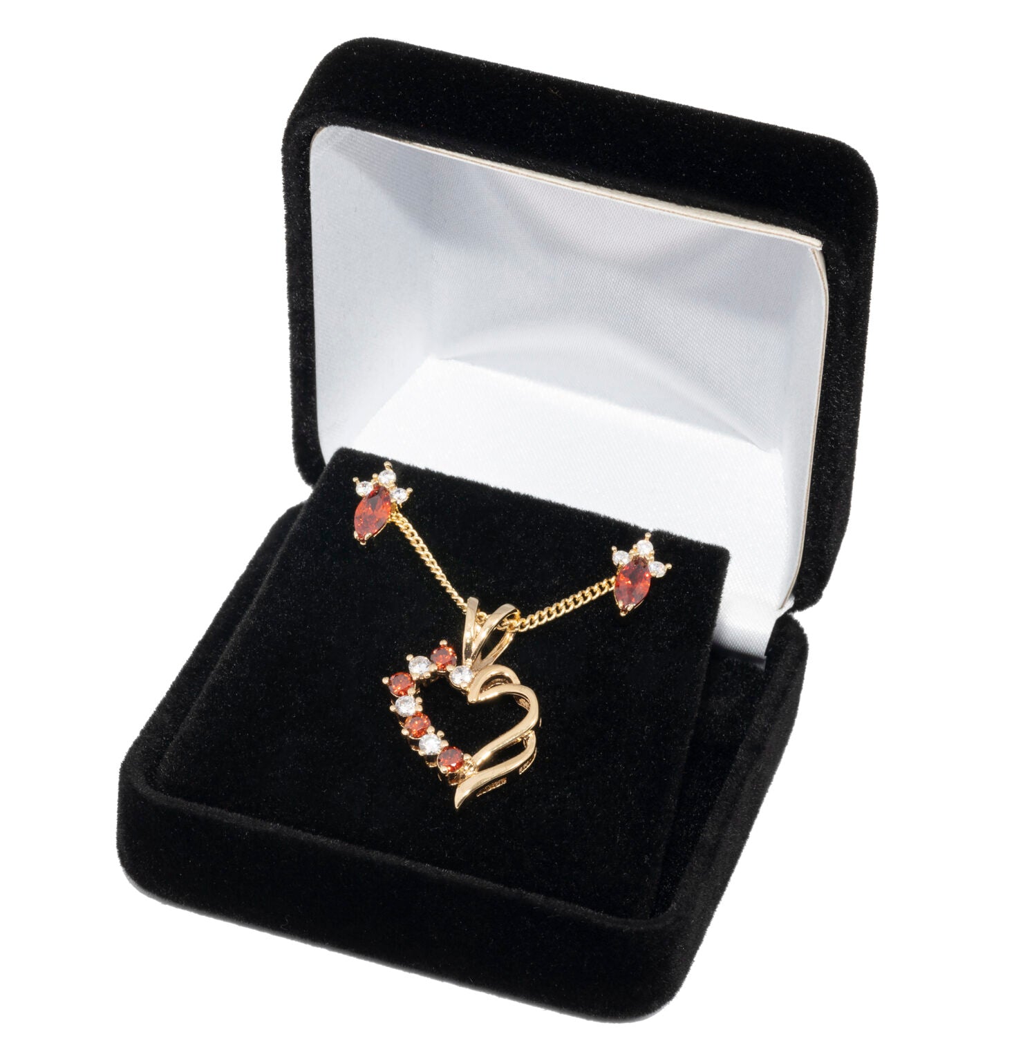 Set 46 – CZ Red Swirl Heart Set