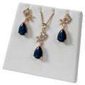 Set 15 – CZ Flower Dangling Sapphire Set