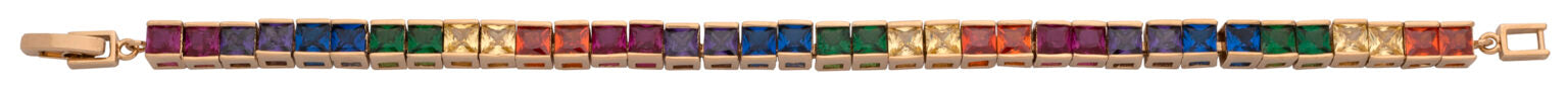 TB-095 | Tennis Bracelet CZ Multi-Colored Square Stones