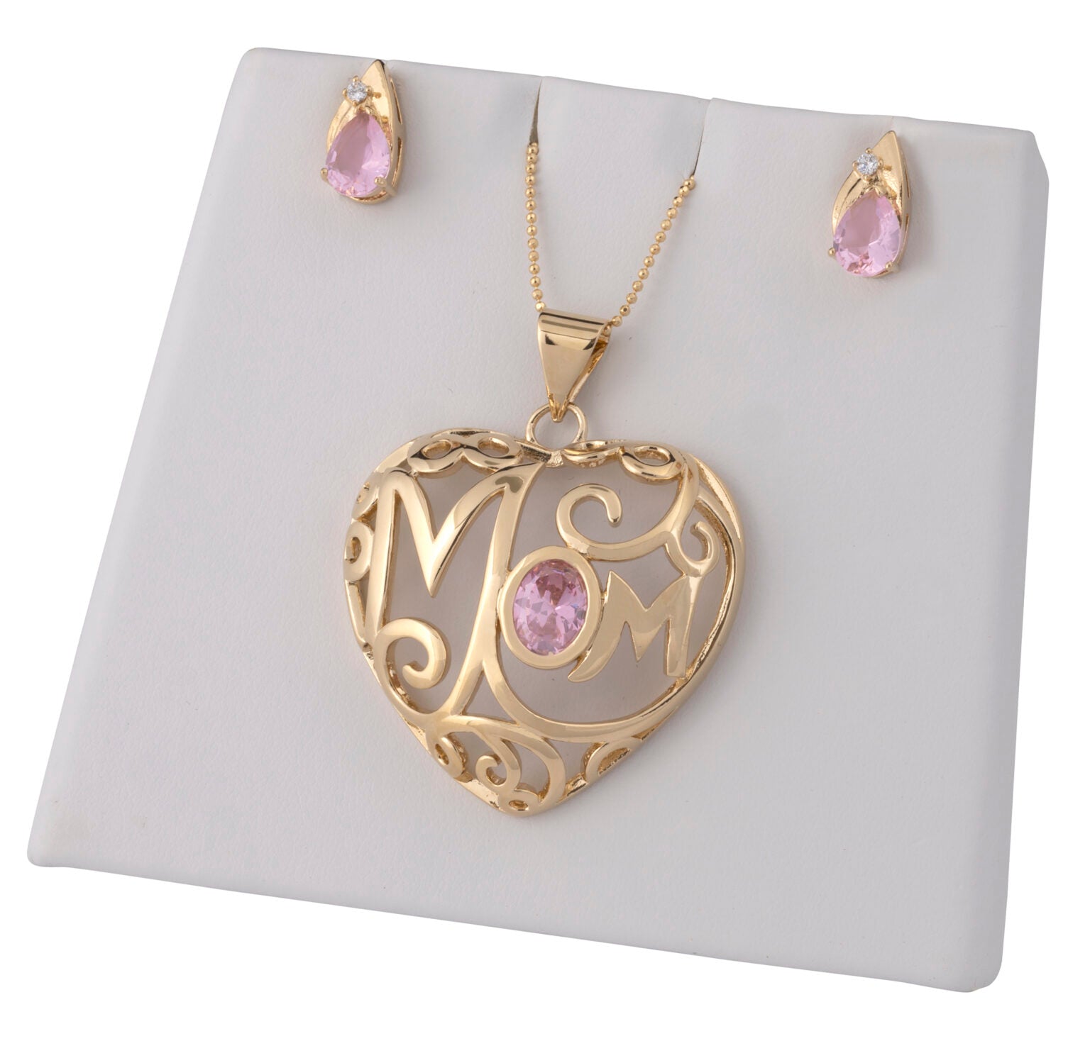 Set 51 – CZ Pink Mom Heart
