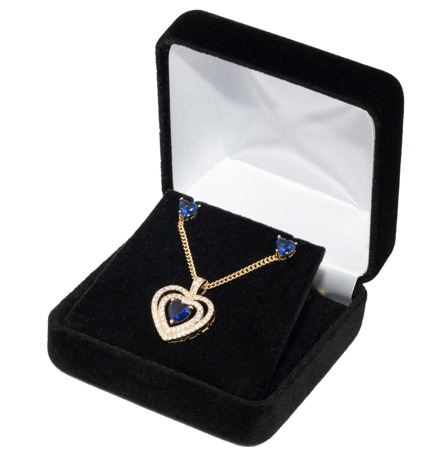 Set 48 – CZ Sapphire Hearts Set