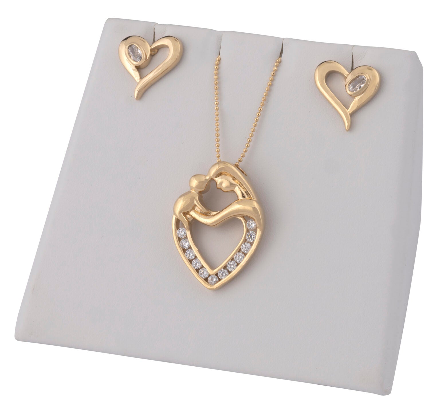 Set 52 – CZ Mother & Child Heart