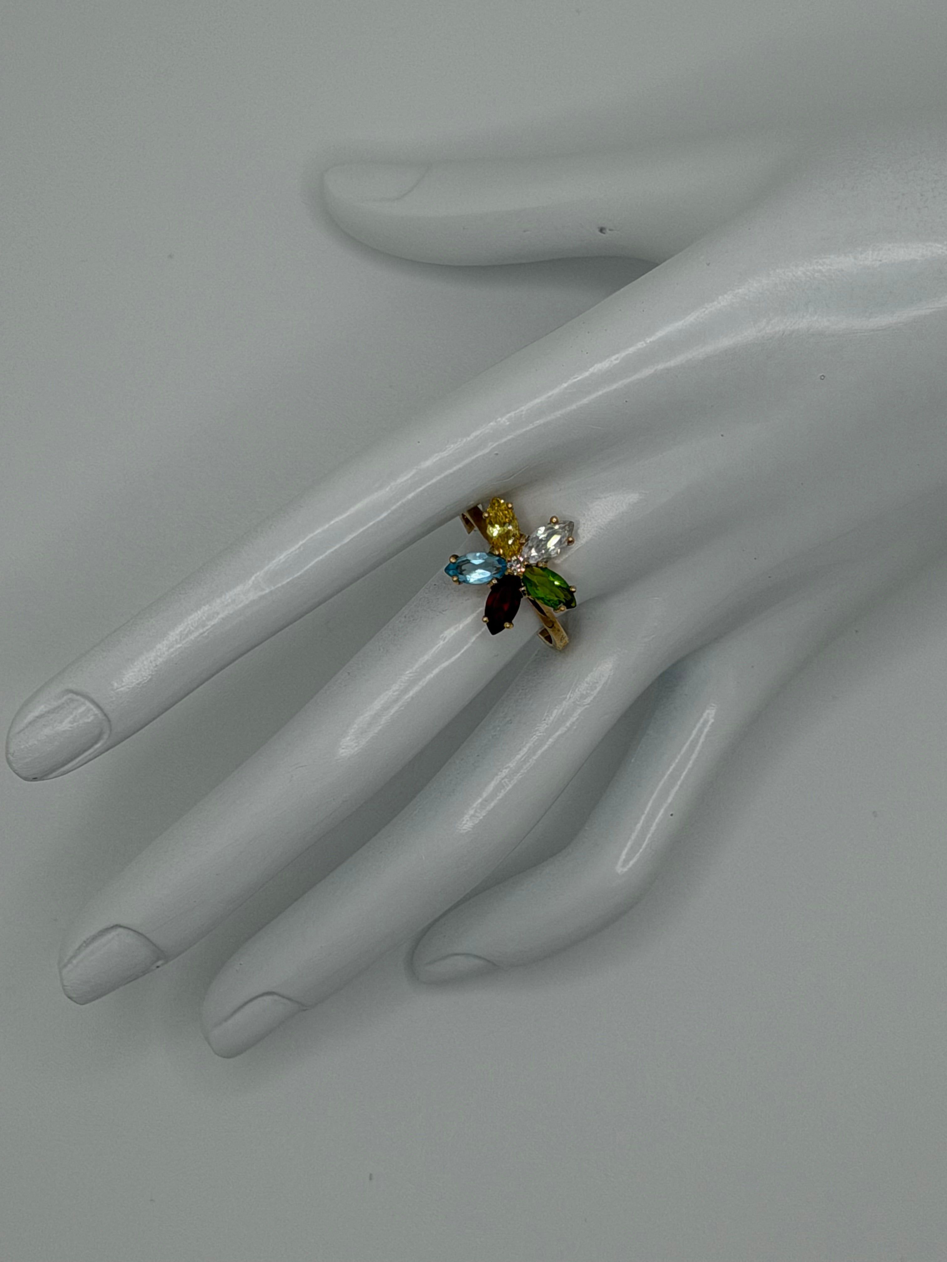 BLLR-245Z Ladies Ring CZ Multi-Colored Stones Flower