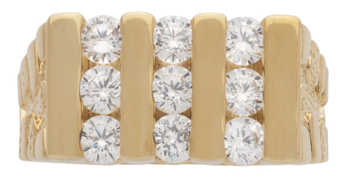 BLMN-045Z | Mens Ring Three Rows of Round CZ”s