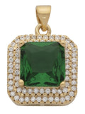 BLCZP-698Z CZ Square Diamond and Emerald Pendant