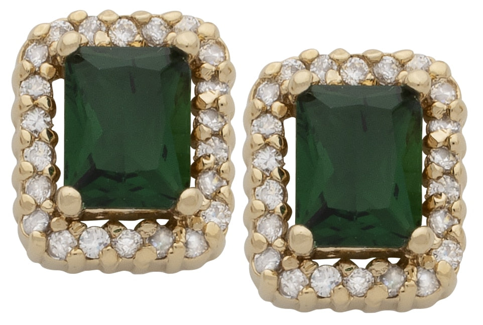 BLCZE-161Z CZ/Emerald Square earrings