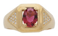BLMN-54DZ Mens Ring CZ Red Oval Center Stone “available in 3 stone colors”