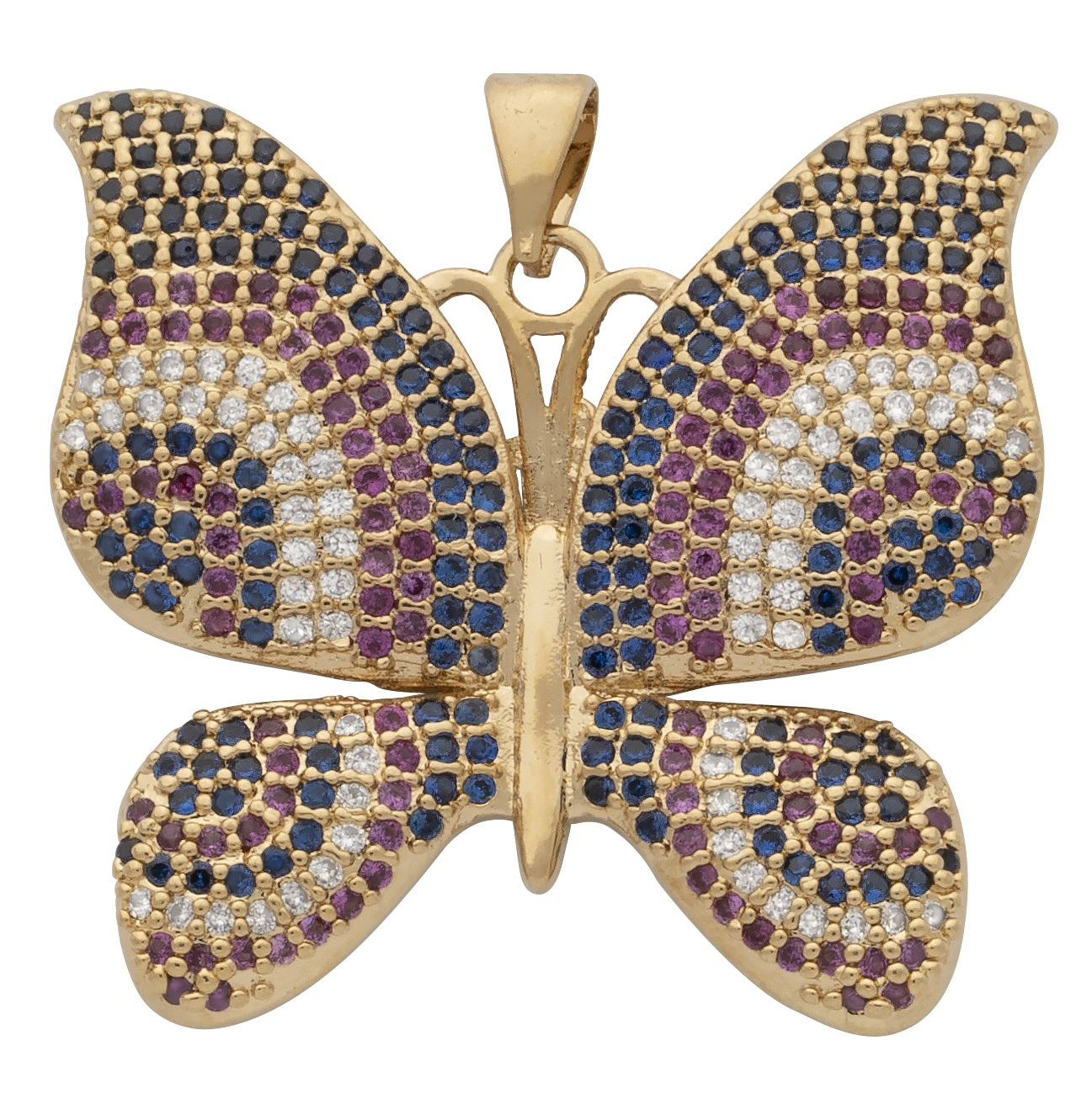 BLCZP-775Z CZ Multi colored stone butterfly pendant