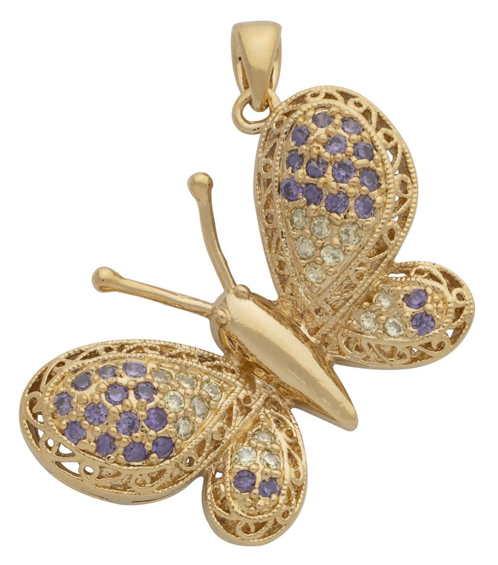 BLCZP-577Z CZ Purple/Yellow Stone Butterfly Pendant