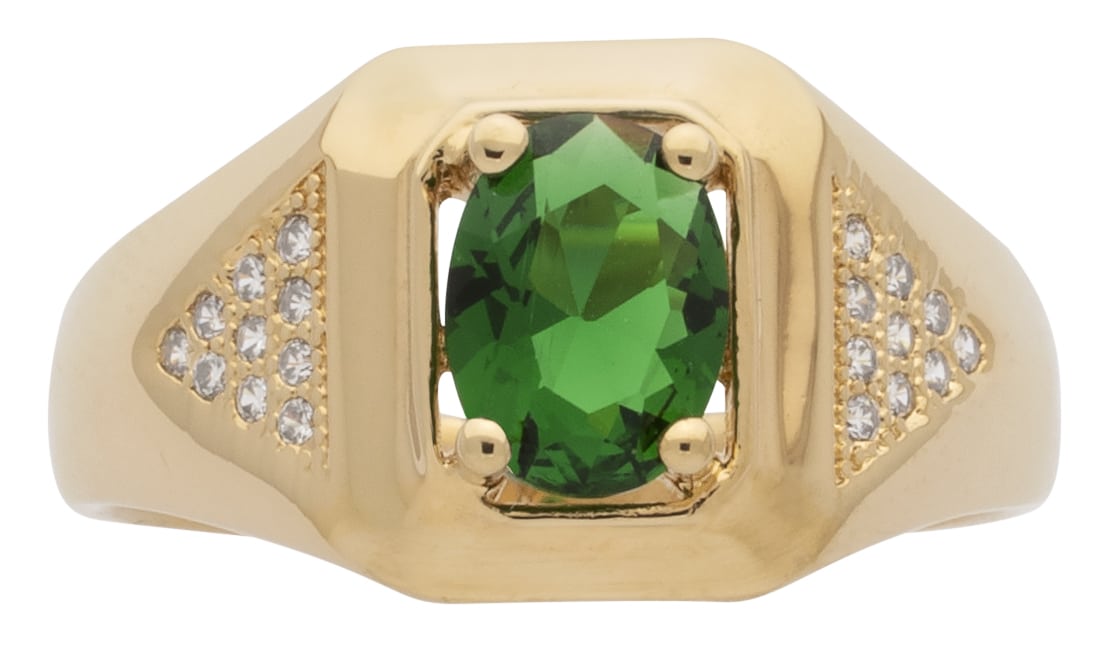 BLMN-54DZ Mens Ring CZ Red Oval Center Stone “available in 3 stone colors”