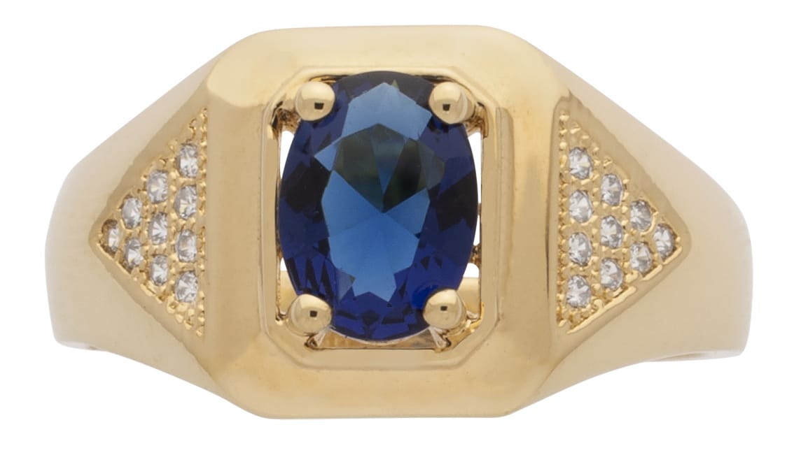 BLMN-54DZ Mens Ring CZ Red Oval Center Stone “available in 3 stone colors”