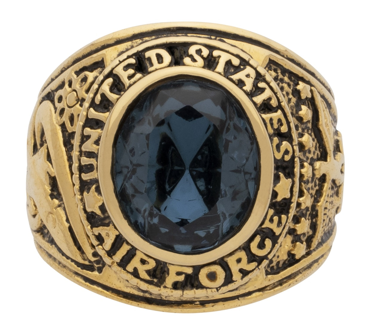 BLMN-093Z | Mens Ring Military “AIR FORCE” Blue Stone