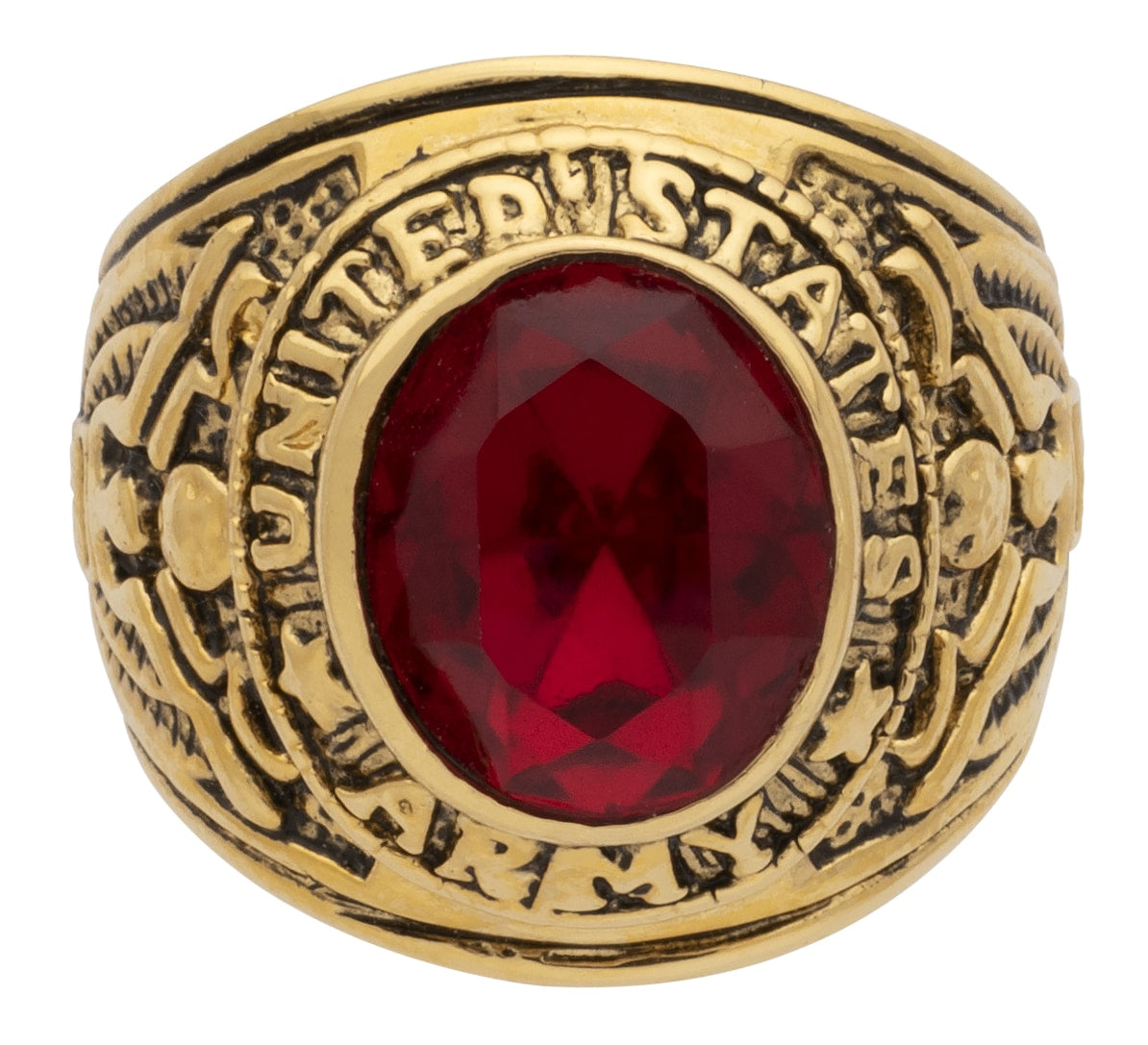 MN-091 | Mens Ring Military “ARMY” Red Stone