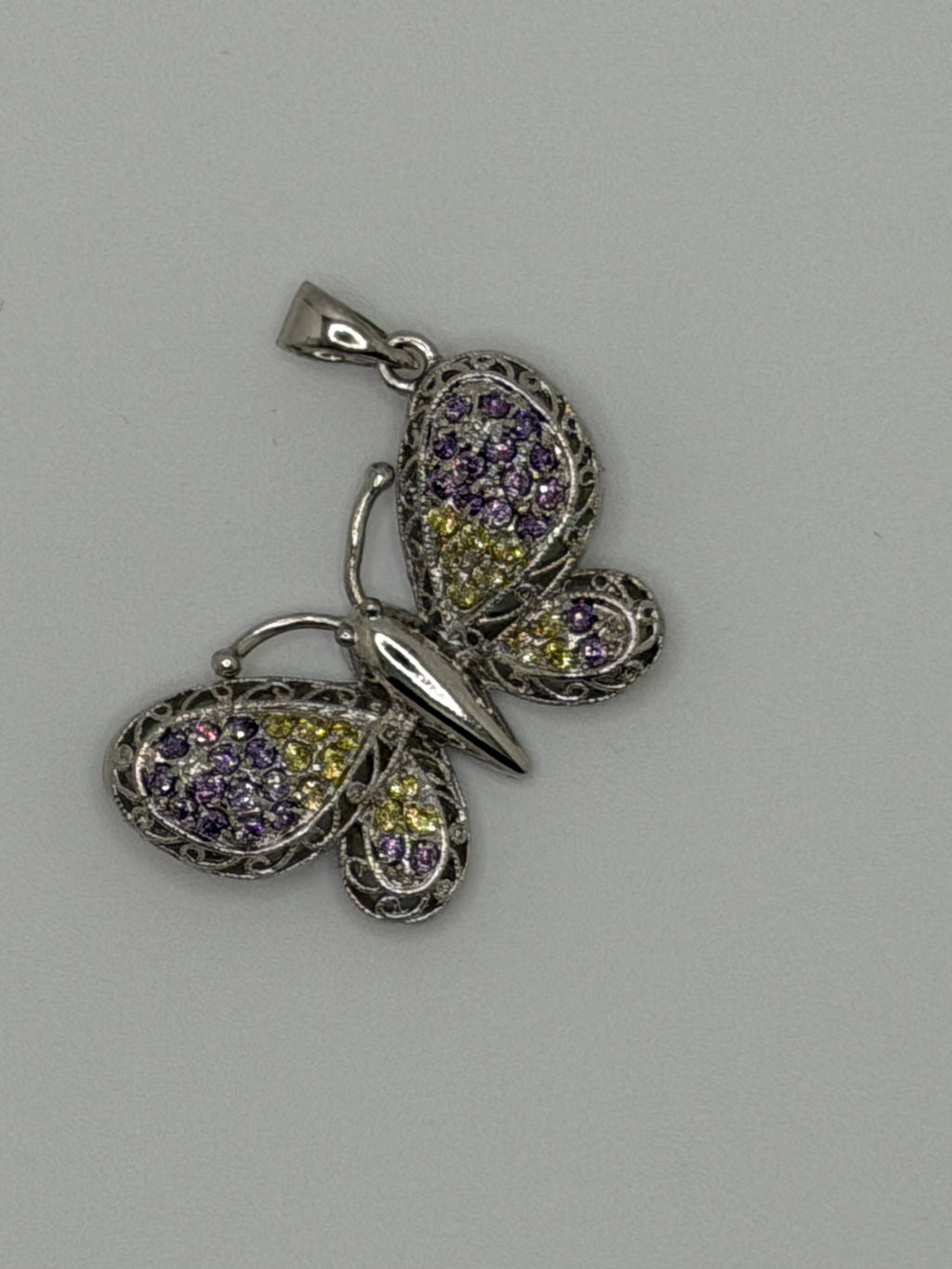 BLCZP-577Z CZ Purple/Yellow Stone Butterfly Pendant