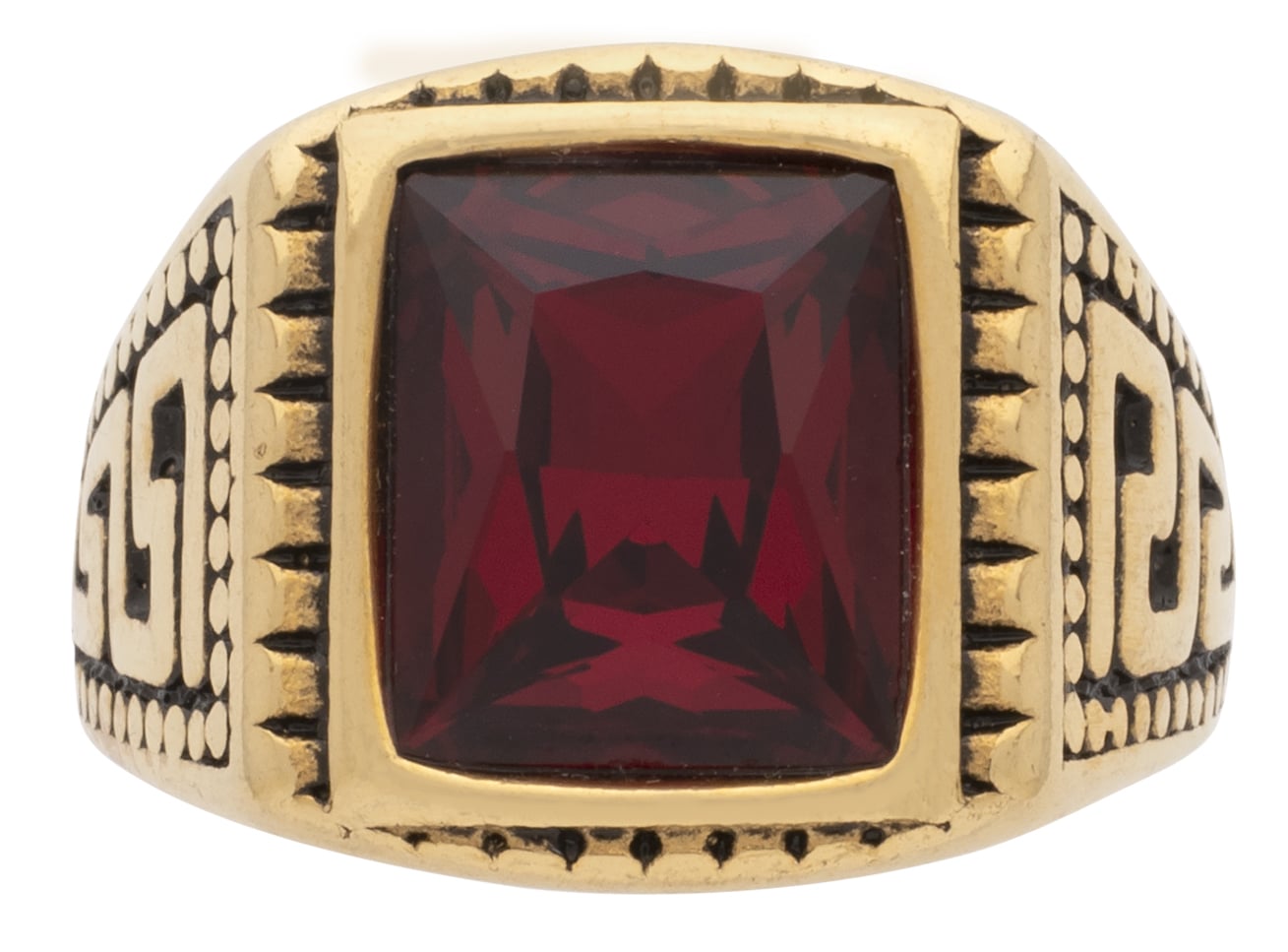 MN-082 | Mens Ring Square Red Stone