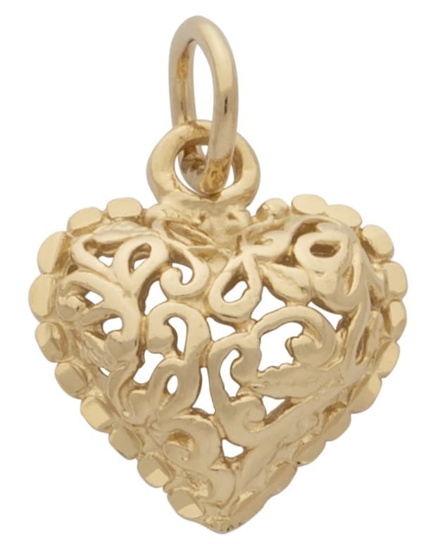 L-021 | Heart Charm Puffed Filigree