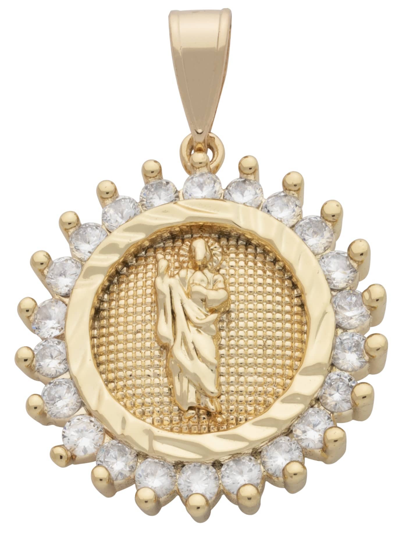 CZP-054 | CZ Framed Round Jesus Pendant