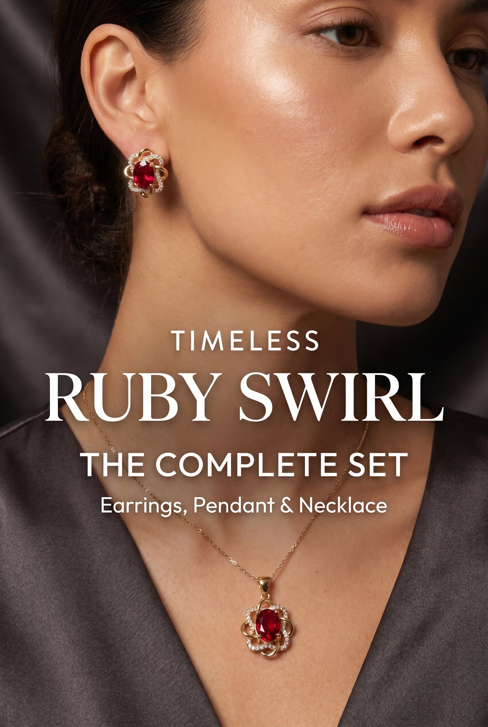 Set 31 – CZ/Ruby Oval Swirl Set