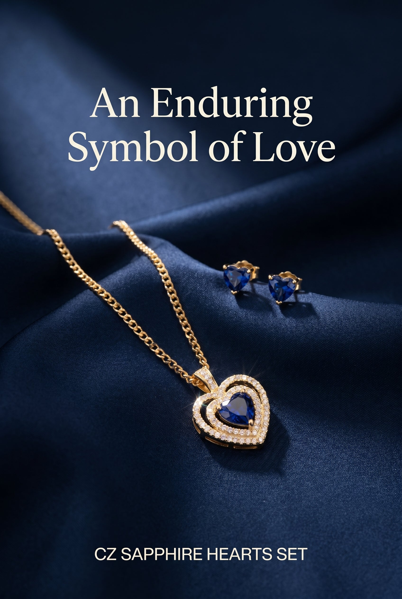 Set 48 – CZ Sapphire Hearts Set