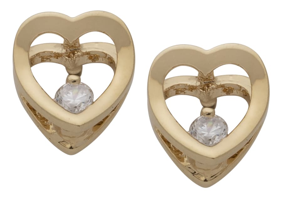 CZE-024 | CZ Single Stone Heart Earrings