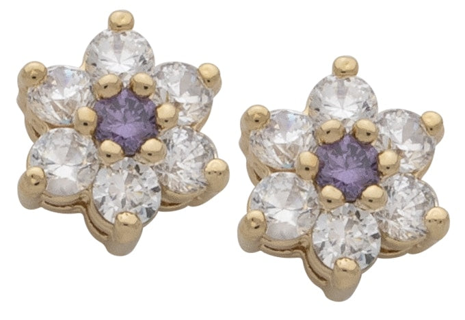 CZE-026 | CZ Purple Center Stone Flower Earrings