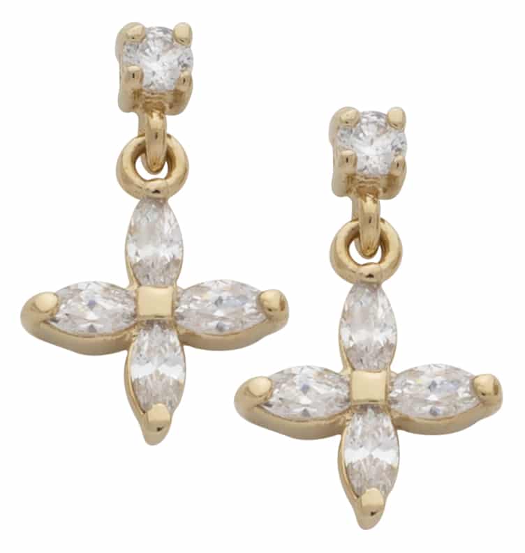 CZE-043 | CZ Flower Dangling Earrings