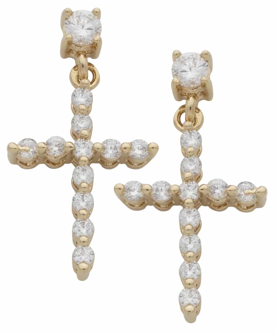 CZE-056 | CZ Hanging Cross Earrings