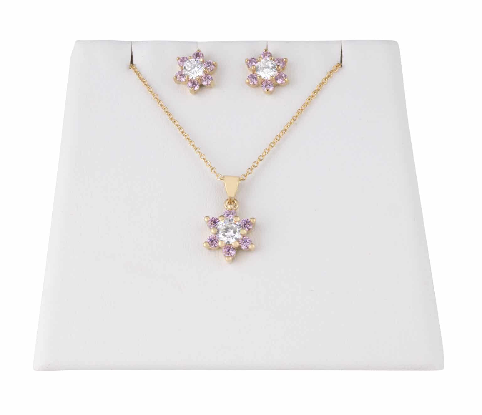 Set 23 – CZ Pink Flower Set