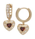CZE-330 | CZ Dangling Birthstone Heart Hoop Earrings