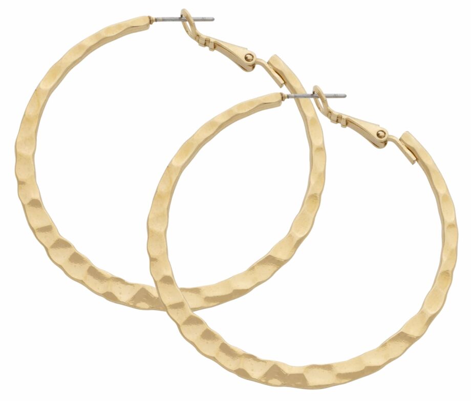 HE-008 | Hoop Earrings Medium Hammered Flat