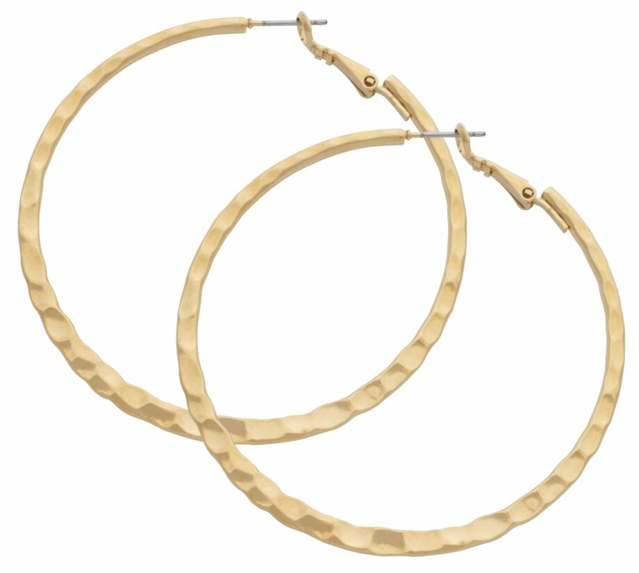 HE-009 | Hoop Earrings Large Hammered Flat