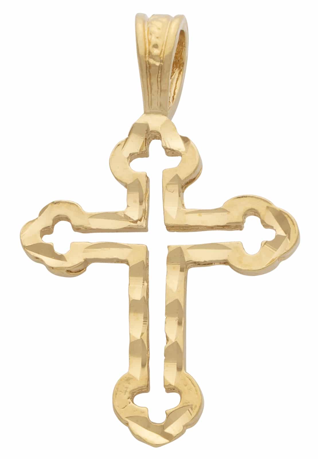 R-014 | Beveled Edge Cross Outline Charm