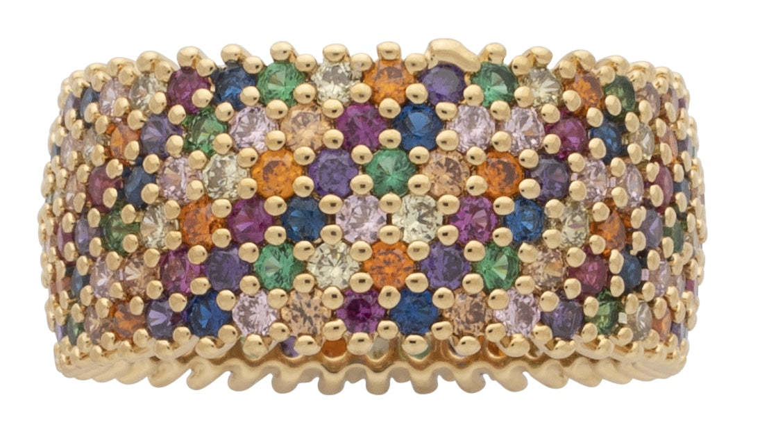 LR-246 | Ladies Ring CZ Multi-Colored Stones Wide Band
