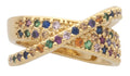 LR-249 | Ladies Ring CZ Multi-Colored Stones Criss Crossed