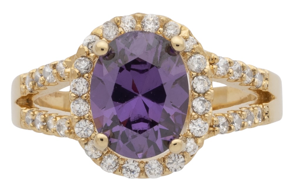 LR-187 | Ladies Ring CZ/Oval Amethyst Stone