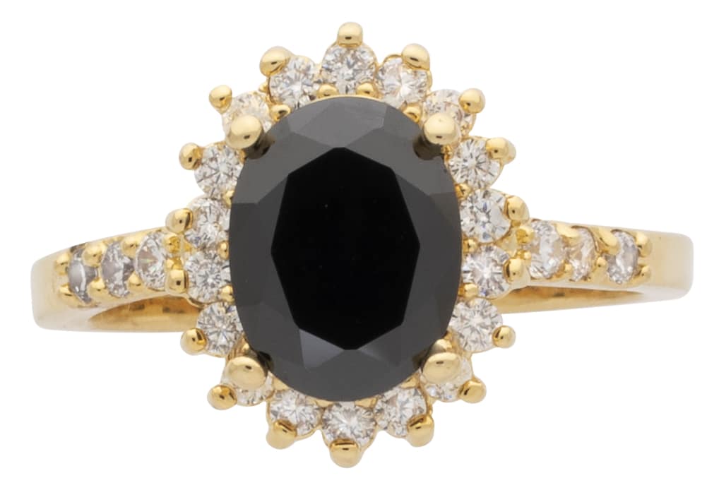 LR-188 | Ladies Ring CZ/Black Oval Stone