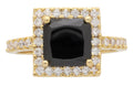 LR-189 | Ladies Ring CZ/Black Rectangle Stone