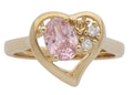 LR-192 | Ladies Ring Heart with Pink Stone & CZ”s