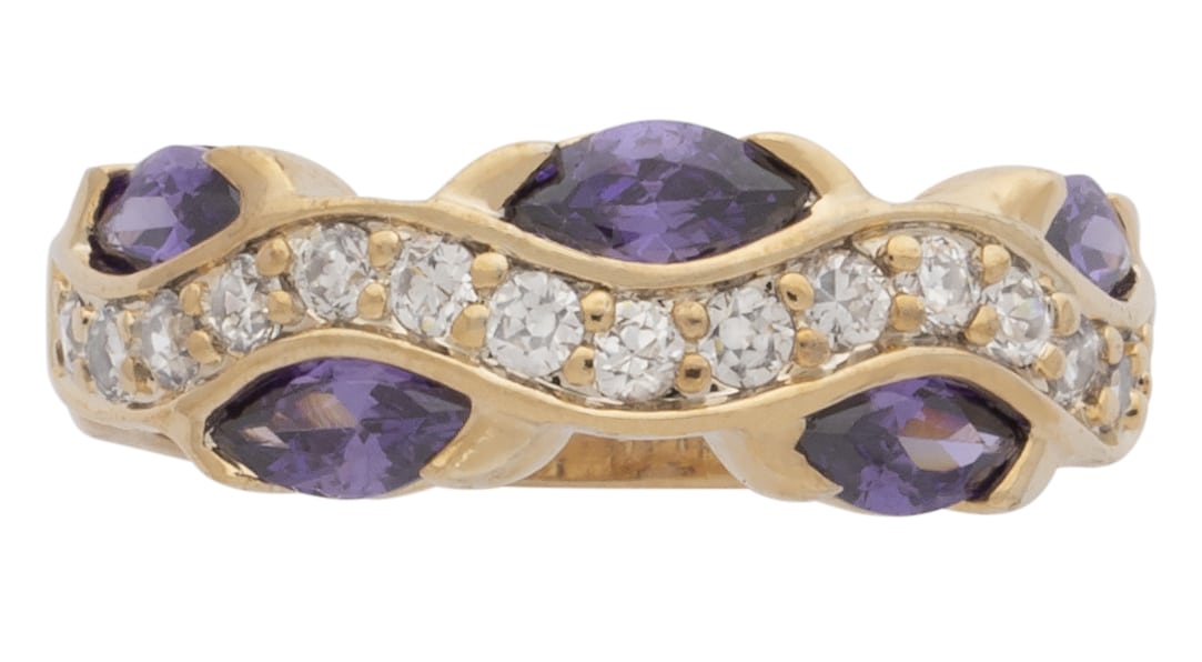 LR-209 | Ladies Ring CZ/Purple Stones