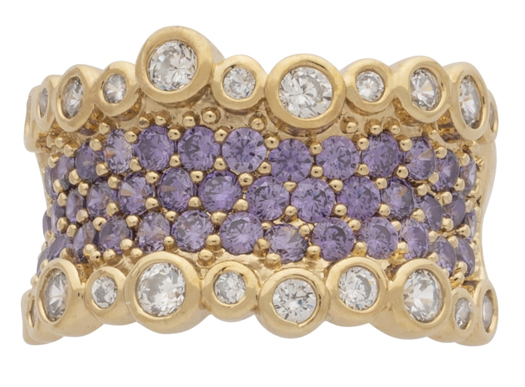 LR-210 | Ladies Ring CZ/Purple Stones