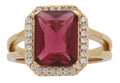 LR-220 | Ladies Ring CZ Framed Ruby Rectangle Stone