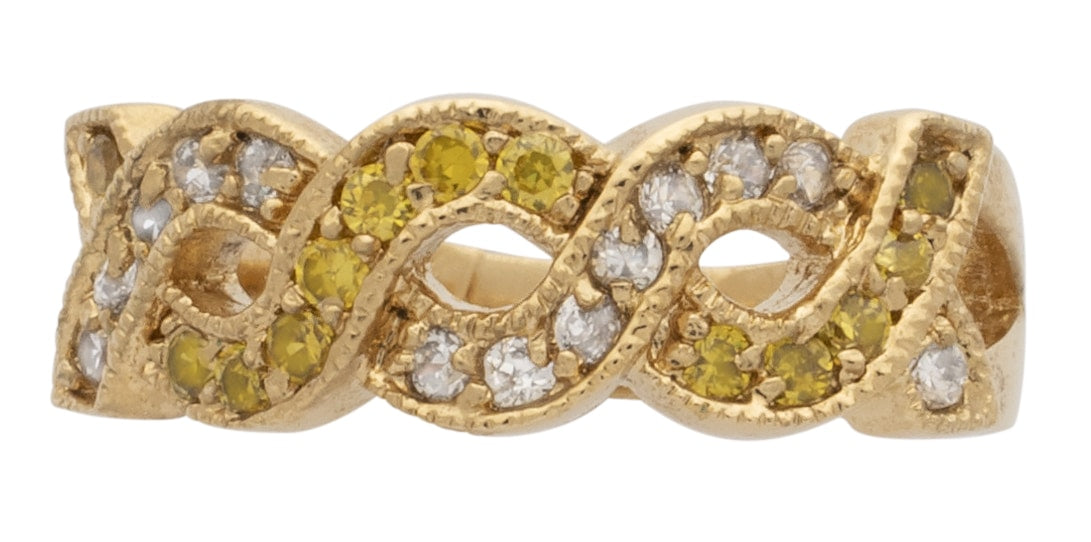 LR-161 | Ladies Ring Weave Yellow/CZ