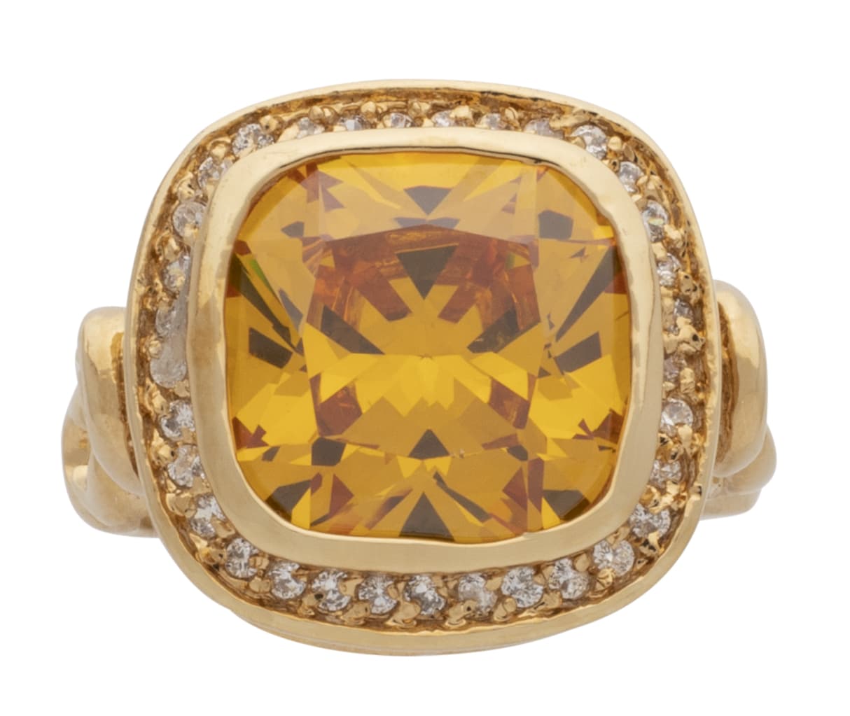 LR-167 | Ladies Ring CZ and Yellow Stone