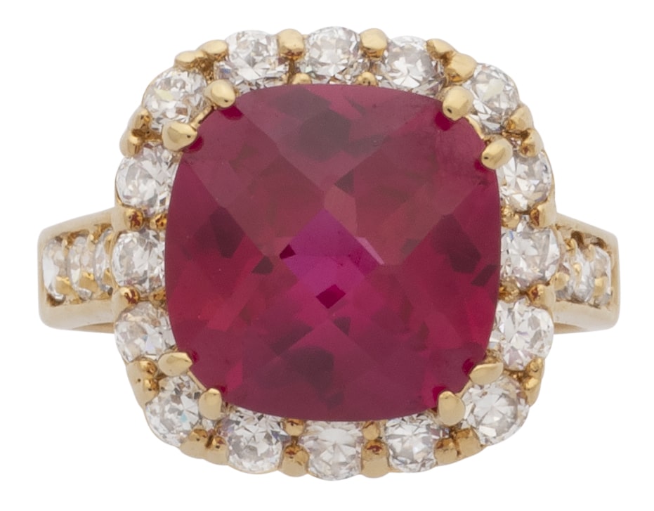 LR-168R | Ladies Ring CZ/Ruby Stone