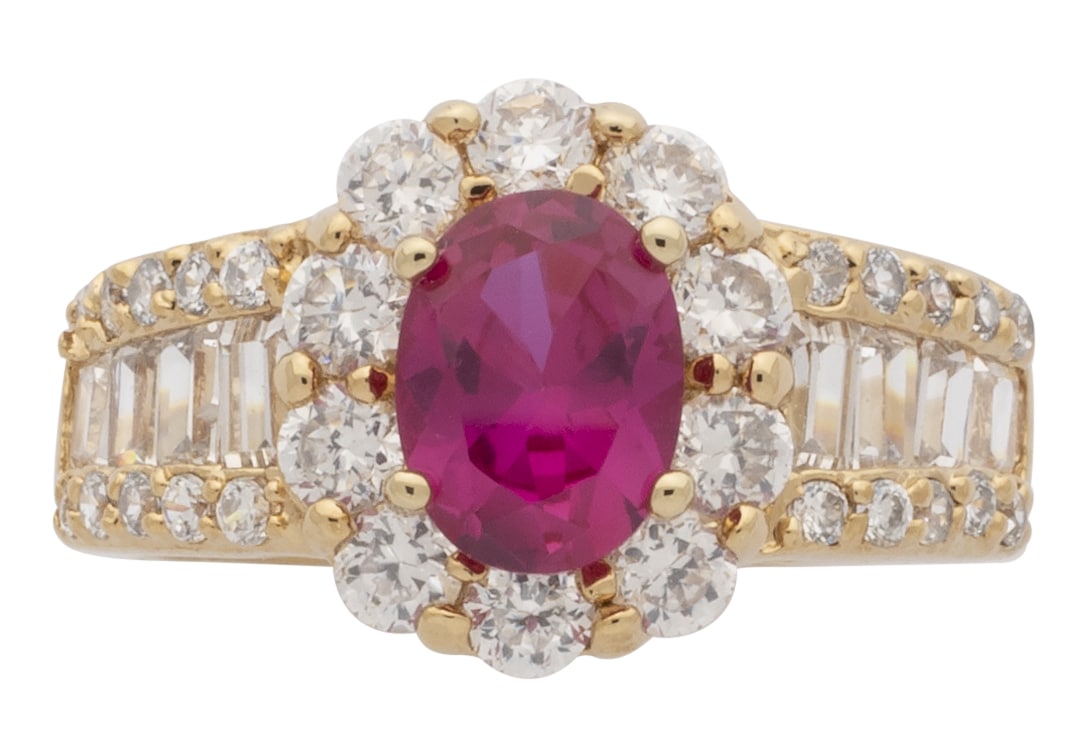 LR-169 | Ladies Ring CZ/Oval Pink Stone