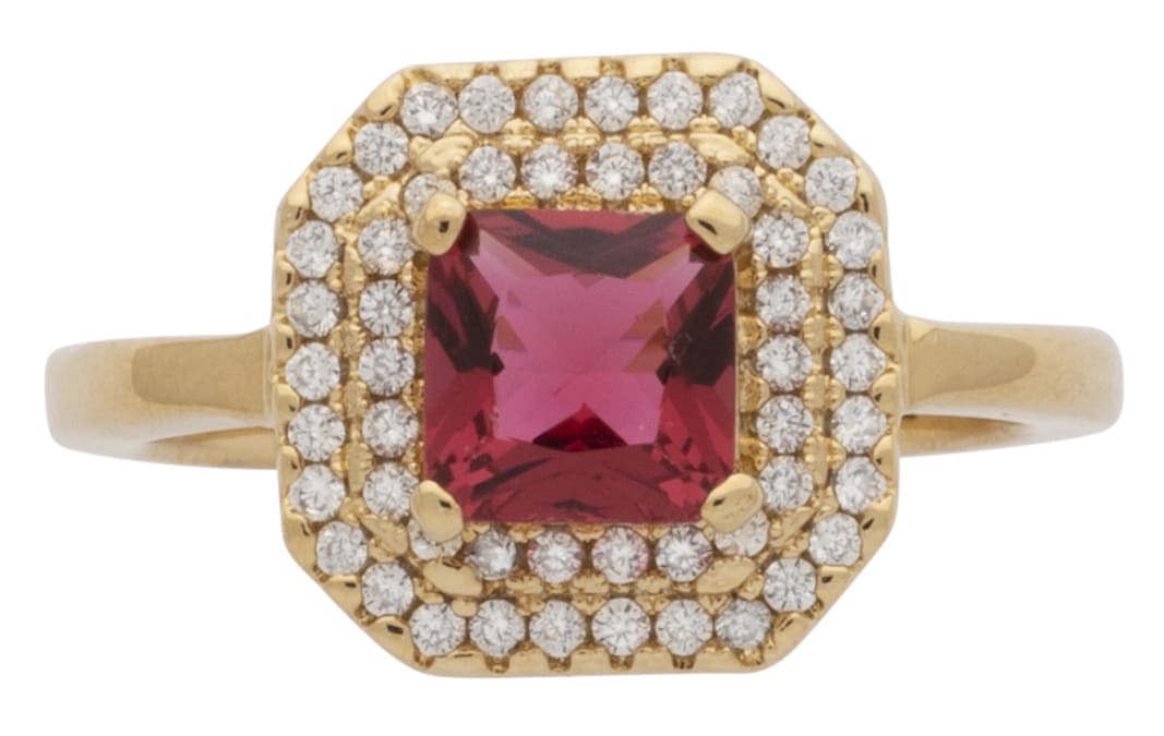LR-171 | Ladies Ring CZ/Square Ruby Stone