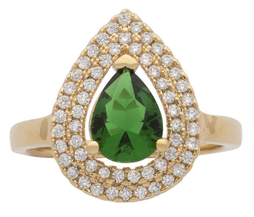 LR-177 | Ladies Ring CZ/Emerald Pear Shaped Stone